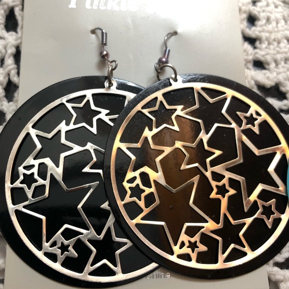 Big ✨ Stars ⭐️ Hoop Style Double layered Silver To - Picture 11 of 12